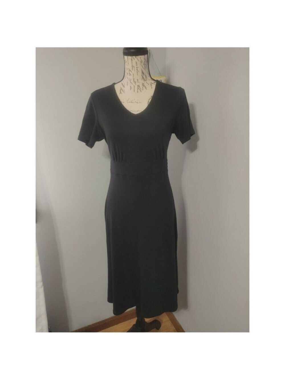 Women's Liz Claiborne Essentials Black Cotton Stretch Waist Dress Size XXS